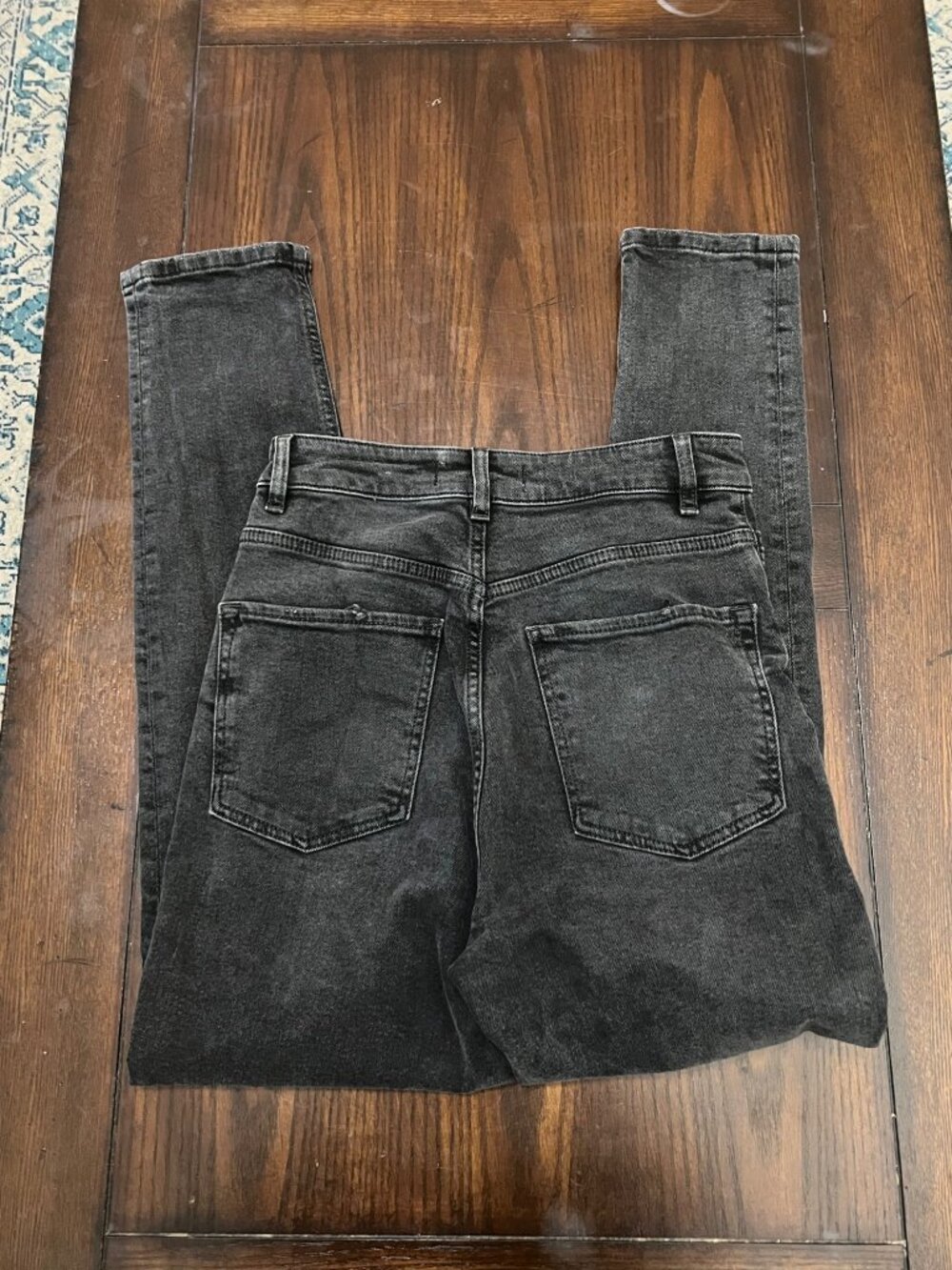 We The Free People Zuri Mom Jeans Black Dusty Roads Button Fly High Rise 27 - Picture 5 of 8